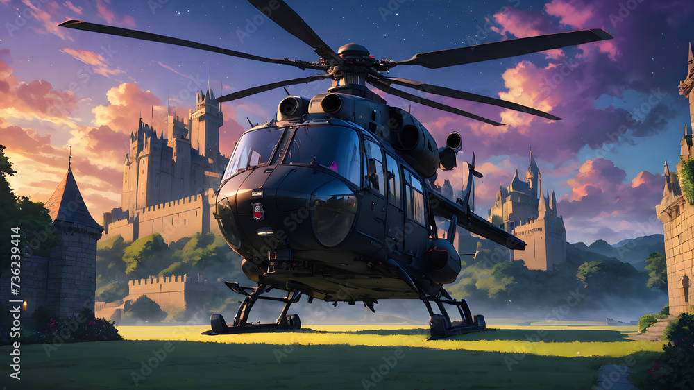 military helicopter in the night military helicopter in the night