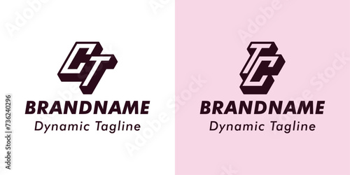 Letters CT and TC 3D Monogram Logo, Suitable for business with CT or TC initials