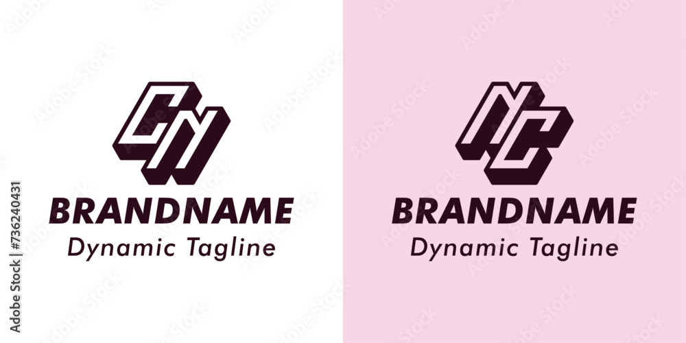 Fototapeta premium Letters CN and NC 3D Monogram Logo, Suitable for business with CN or NC initials
