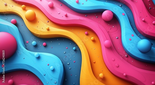 Abstract bright neon paints of multi-colored splashes on a yellow background creating a dynamic and creative mood. Concept: art and design template
