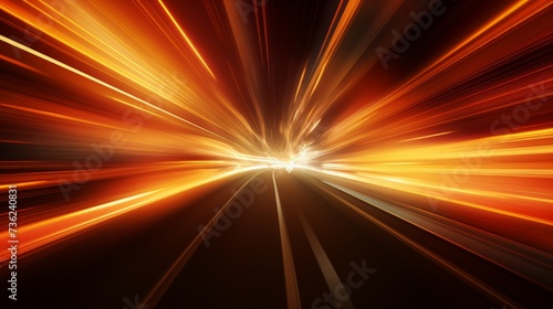 Speeding motion blurred in tunnel. powerful of abtract light trails. rendering