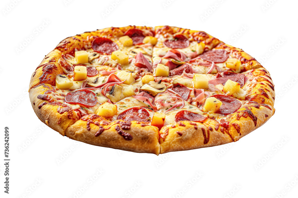 Hawaiian pizza isolated on white