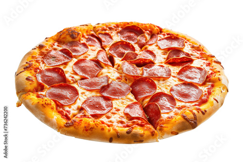 Pepperoni and sausage pizza isolated on white