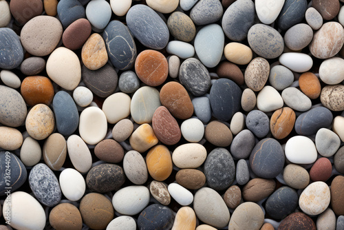 Processed collage of beach shore pebbles surface texture. Background for banner, backdrop