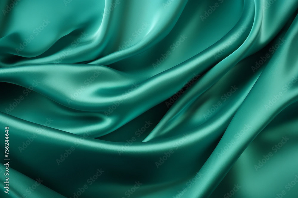 Obraz premium Processed collage of emerald green silk surface texture. Background for banner, backdrop