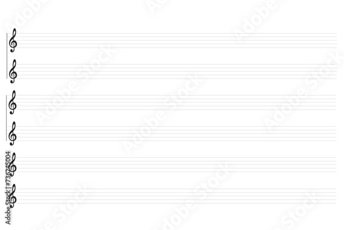 New clean abstract single print pad element for musicnotes stave notation. Black ink drawn graphic with space for text