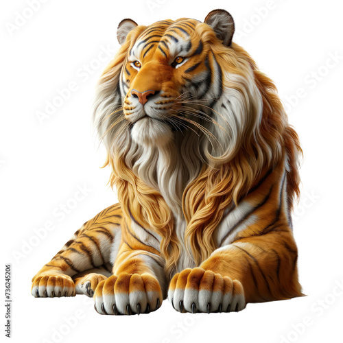 3D a full-body tiger, designed to evoke a profound feeling of awe,3D illustration, isolated on a transparent background. © peerasak