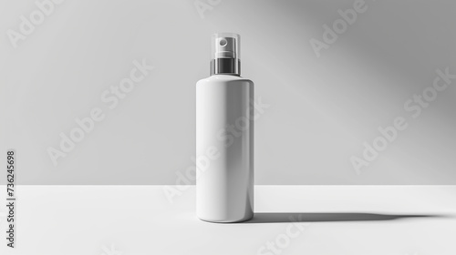 A blank bottle of moisturizer standing upright on a white background.