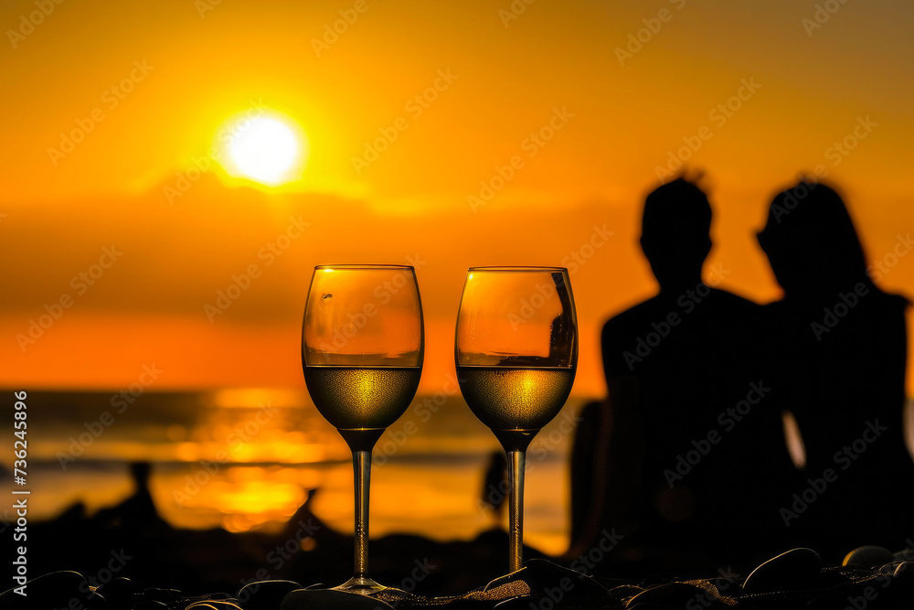 Beachside Romance: Wine and Silhouettes