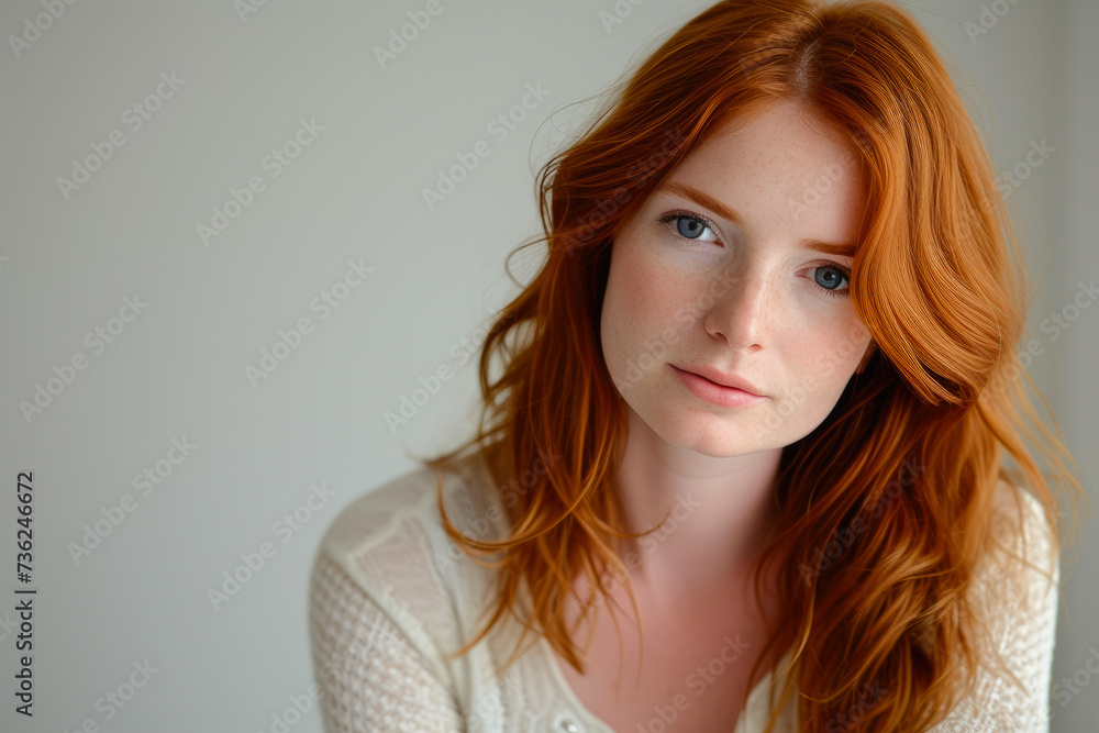 Serenity in Sunshine: Red-haired Beauty's Shoulder Close-Up Serenity in Sunshine: Red-haired Beauty's Shoulder Close-Up