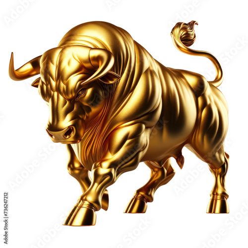 Golden ox,bullish,Zodiac 3D illustration, isolated on a transparent background. © peerasak