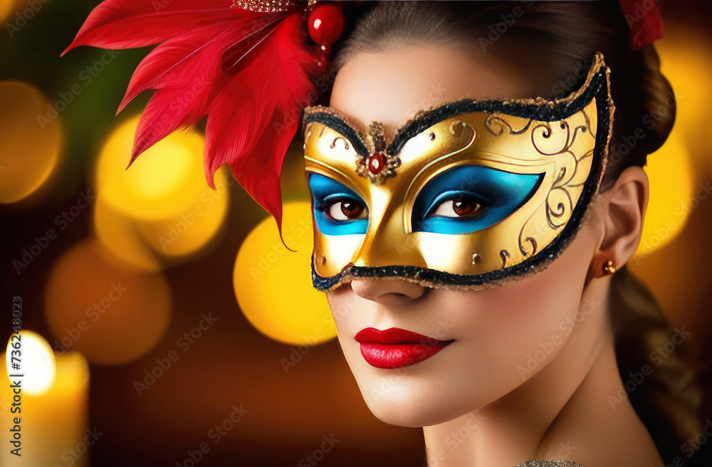 portrait of a woman in carnival mask.