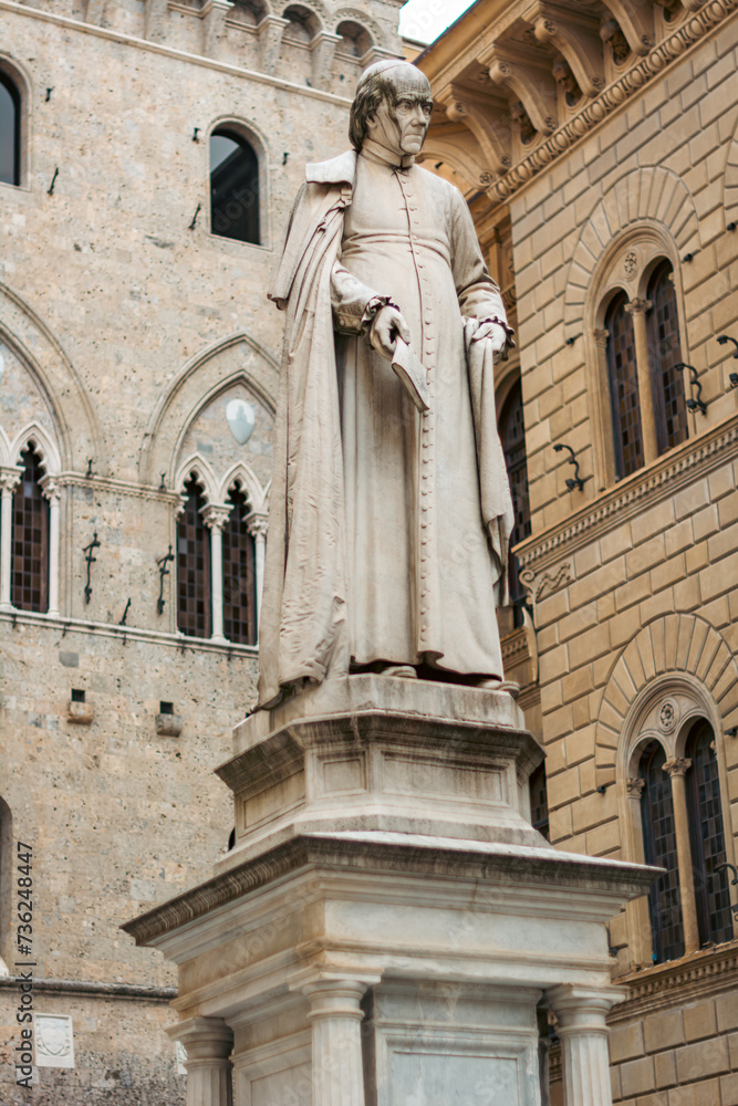 Statue of Salustio Bandini at Piazza Salimbeni in Siena, Italy