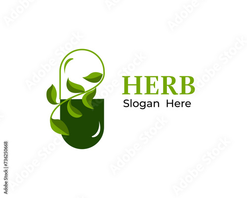  Herbal pharmacy logo design. Alternative medicine, herbal medicine vector design template