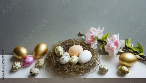 Easter eggs in a nest