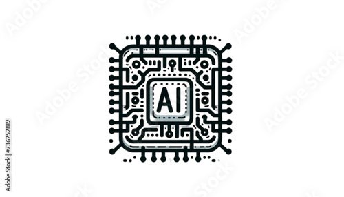 flat vector illustration of an AI chip