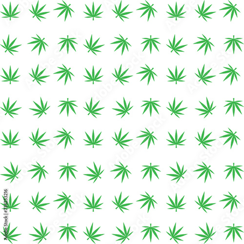 Seamless pattern with marijuana leaf. Cannabis background. Pattern can be used for fabric design, wallpaper, wrapping papers. Isolated vector illustration.