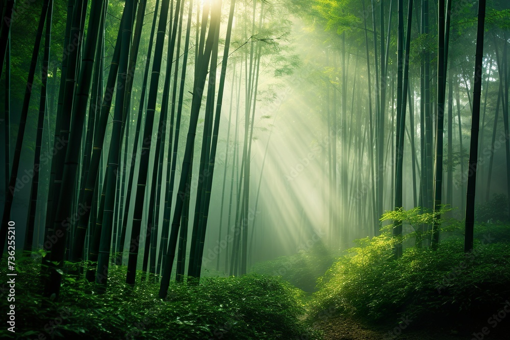 Naklejka premium Bamboo forest in the morning