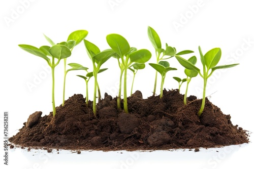 Seedlings growing isolated white background