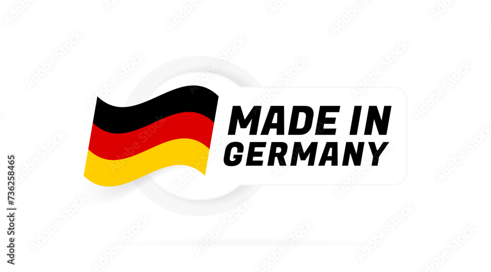 Made in Germany badge design. Label with German flag. The mark of the manufacture country. Emblem for product. Vector illustration Made in Germany badge design. Label with German flag. The mark of the manufacture country. Emblem for product. Vector illustration