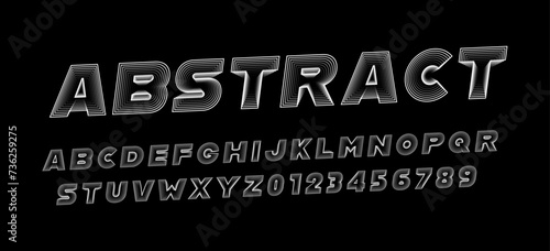 Abstract style geometric font with effect of blend lines. Contour abc alphabet for banner, poster, printing, typography, t shirt, book and card. Trendy vector illustration