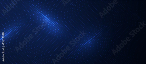 Futuristic abstract technology particle pattern, particle elements on dark blue background.