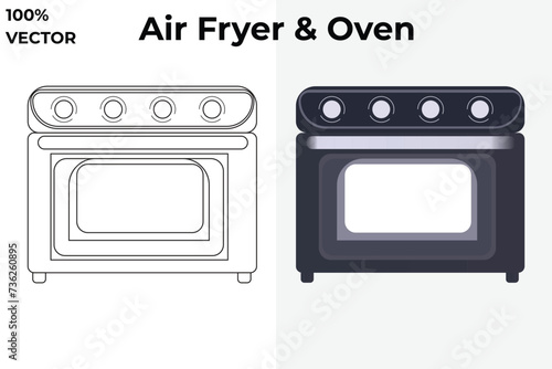 Line art and vector of an Air Fryer and Oven