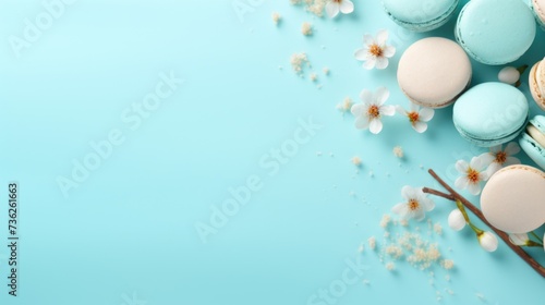 Sky Blue Background with macarons