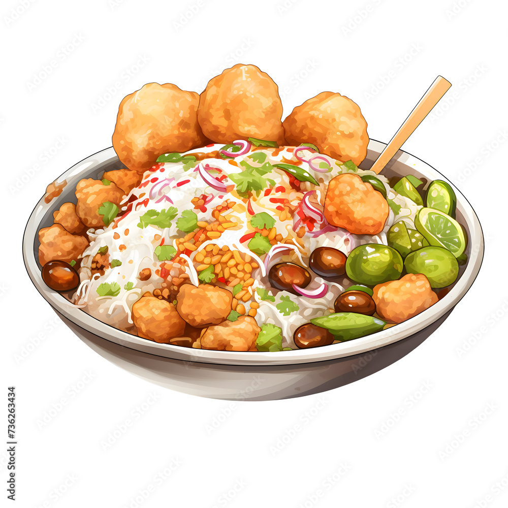 Indian traditional food name pani puri or Golgappa, gol gappa or panipuri, the indian chat food on transparent background - obrazy, fototapety, plakaty 