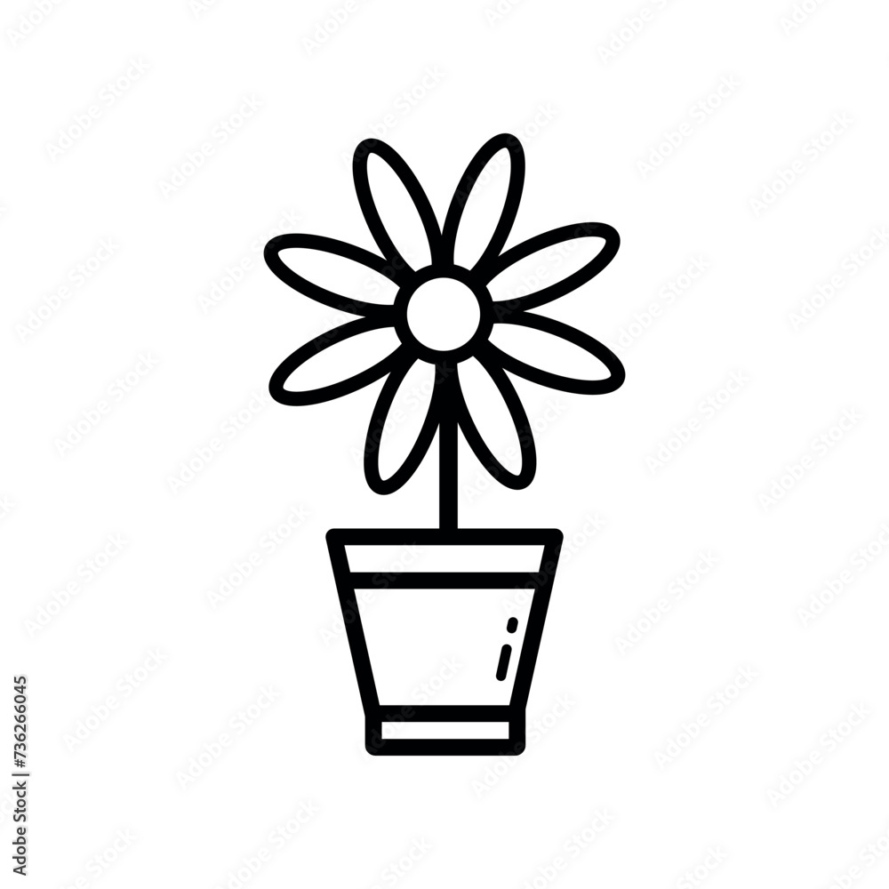 Flower pot Icon. Lineal Style Flower pot Outline Icon Vector Illustration Flower pot Icon. Lineal Style Flower pot Outline Icon Vector Illustration