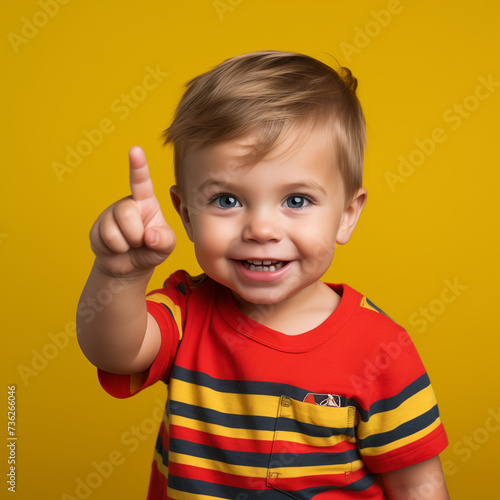 little boy pointing his finger at the camera image stock advertisement