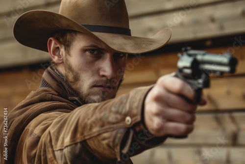 Attractive gun wielding cowboy