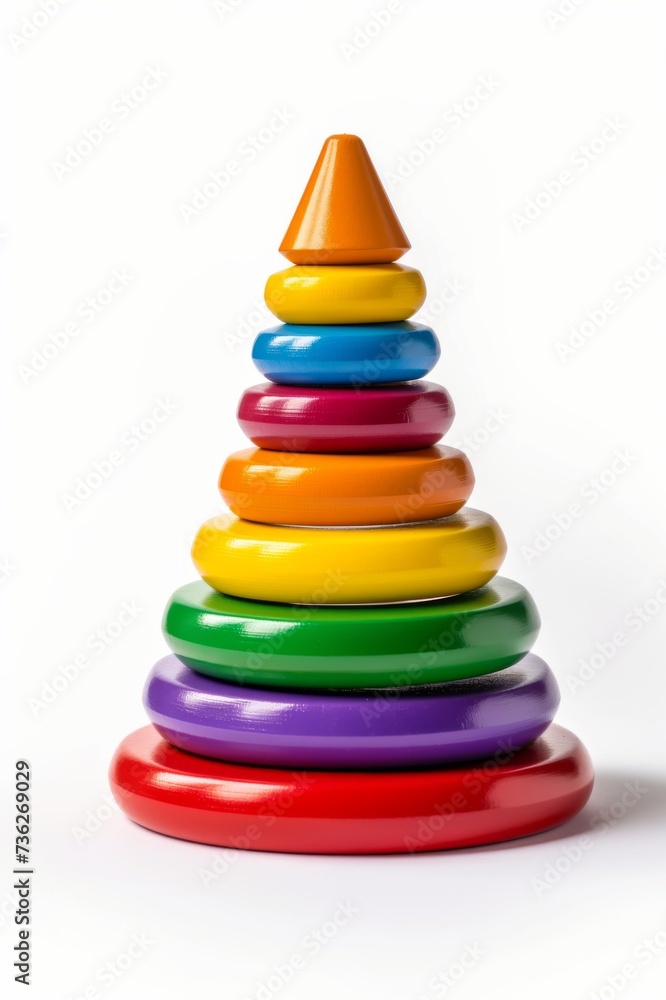 Colorful children's pyramid puzzle , a 3d educational toy
