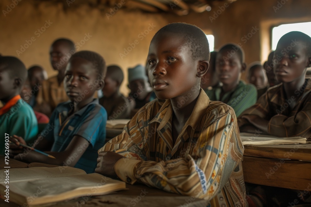 Fototapeta premium African students studying in a classroom