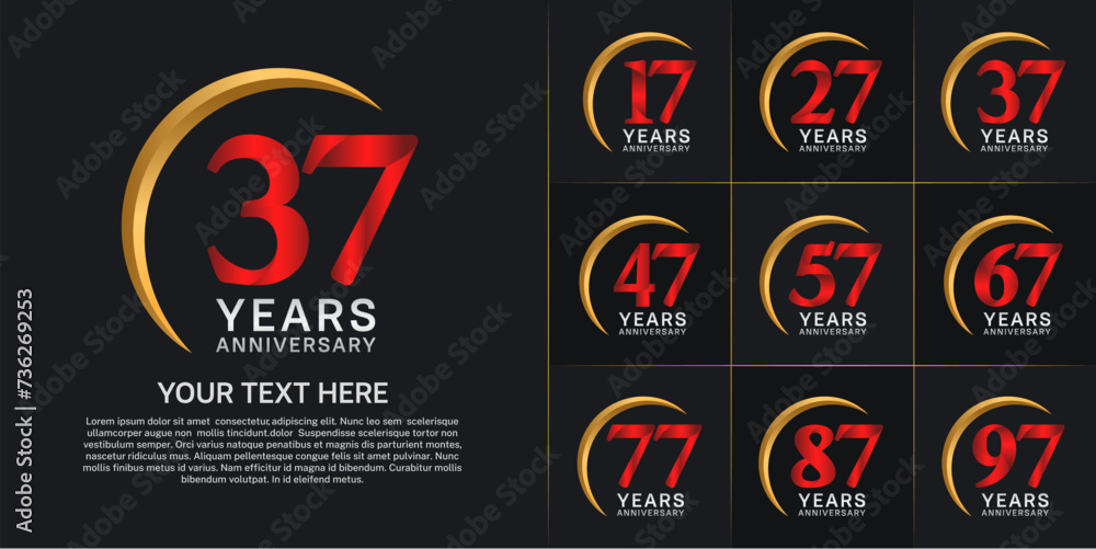 Set of Anniversary Logotype red color can be use for special day celebration