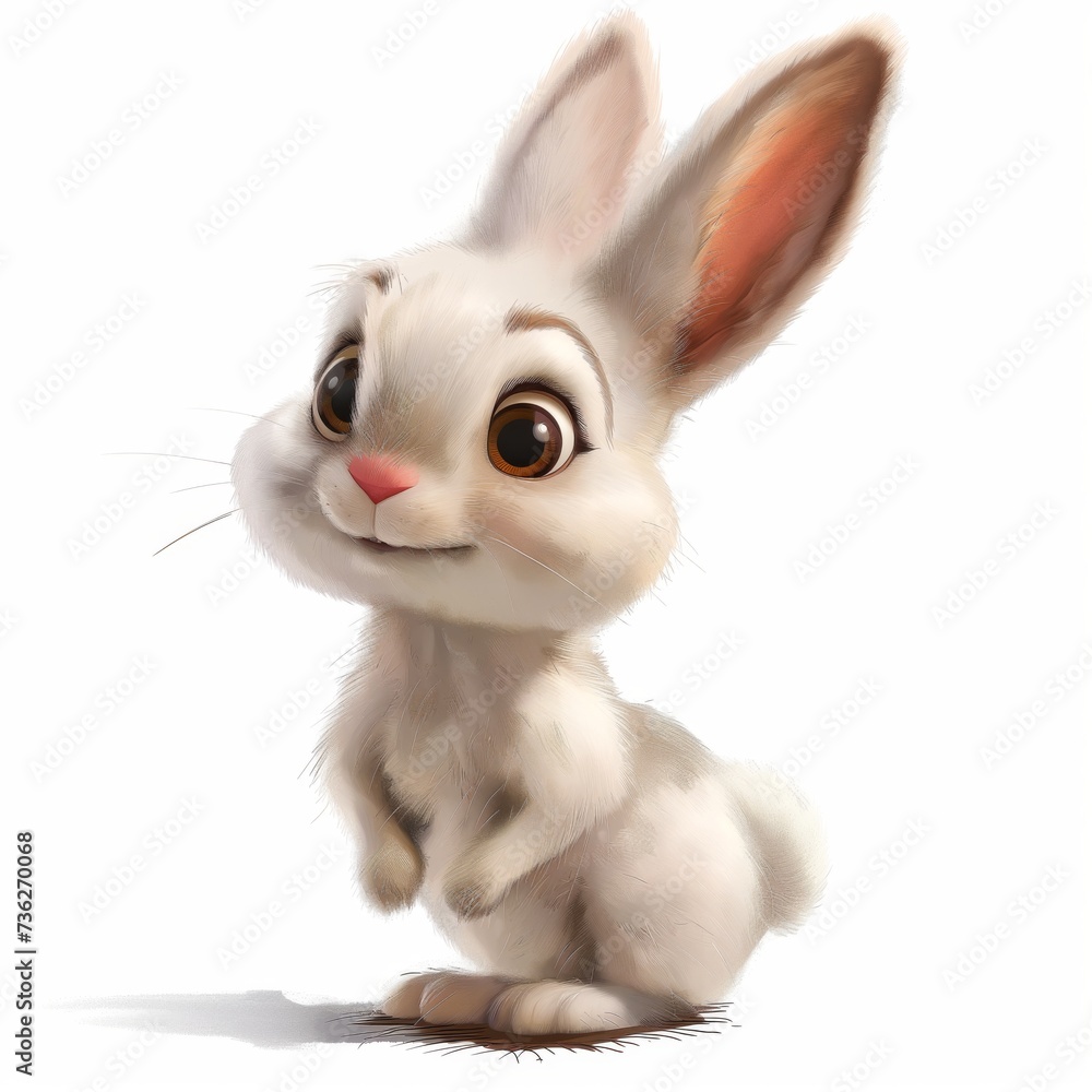 Cute grey bunny, rabbit toy, 3d children's illustration. Cute grey bunny, rabbit toy, 3d children's illustration.