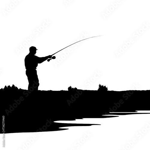 silhouette of a fisherman