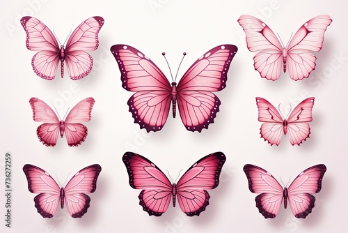 Beautiful pink monarch butterfly background and Colorful flying butterflies illustration © pixeness