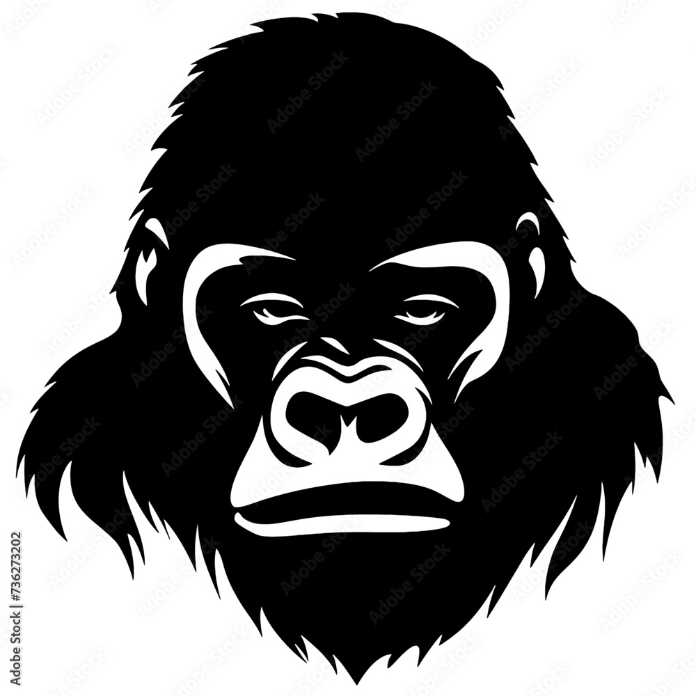 Gorilla heads vector silhouette illustration