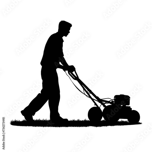 man mowing lawn