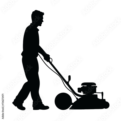 man mowing lawn
