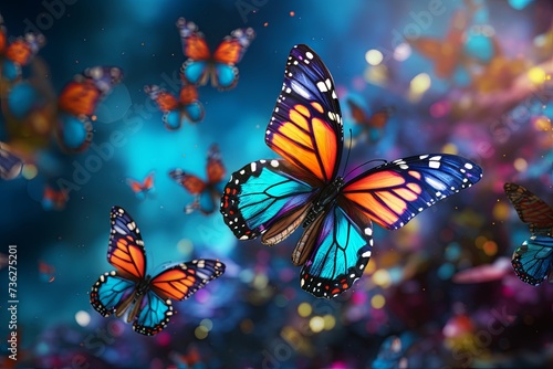 Beautiful monarch butterfly background and Colorful flying butterflies illustration photo