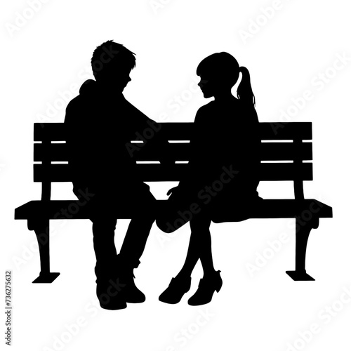 People sit on a park bench  