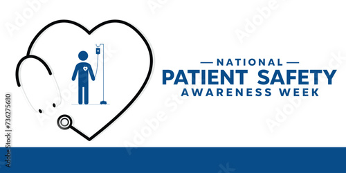 National Patient Safety Awareness Week. Shield, heart, heart-shaped stestoscope and people icon. cards, banners, posters, social media and more. White background