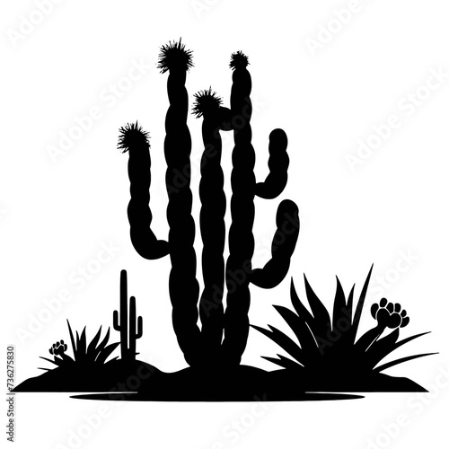 

Black cactus plant silhouette
