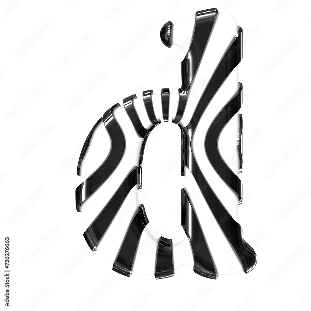 White symbol with black thin straps. letter d White symbol with black thin straps. letter d