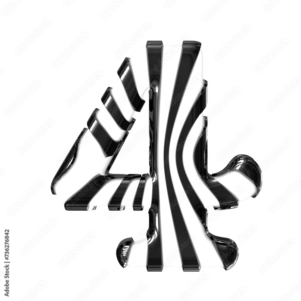 White symbol with black thin straps. number 4 White symbol with black thin straps. number 4