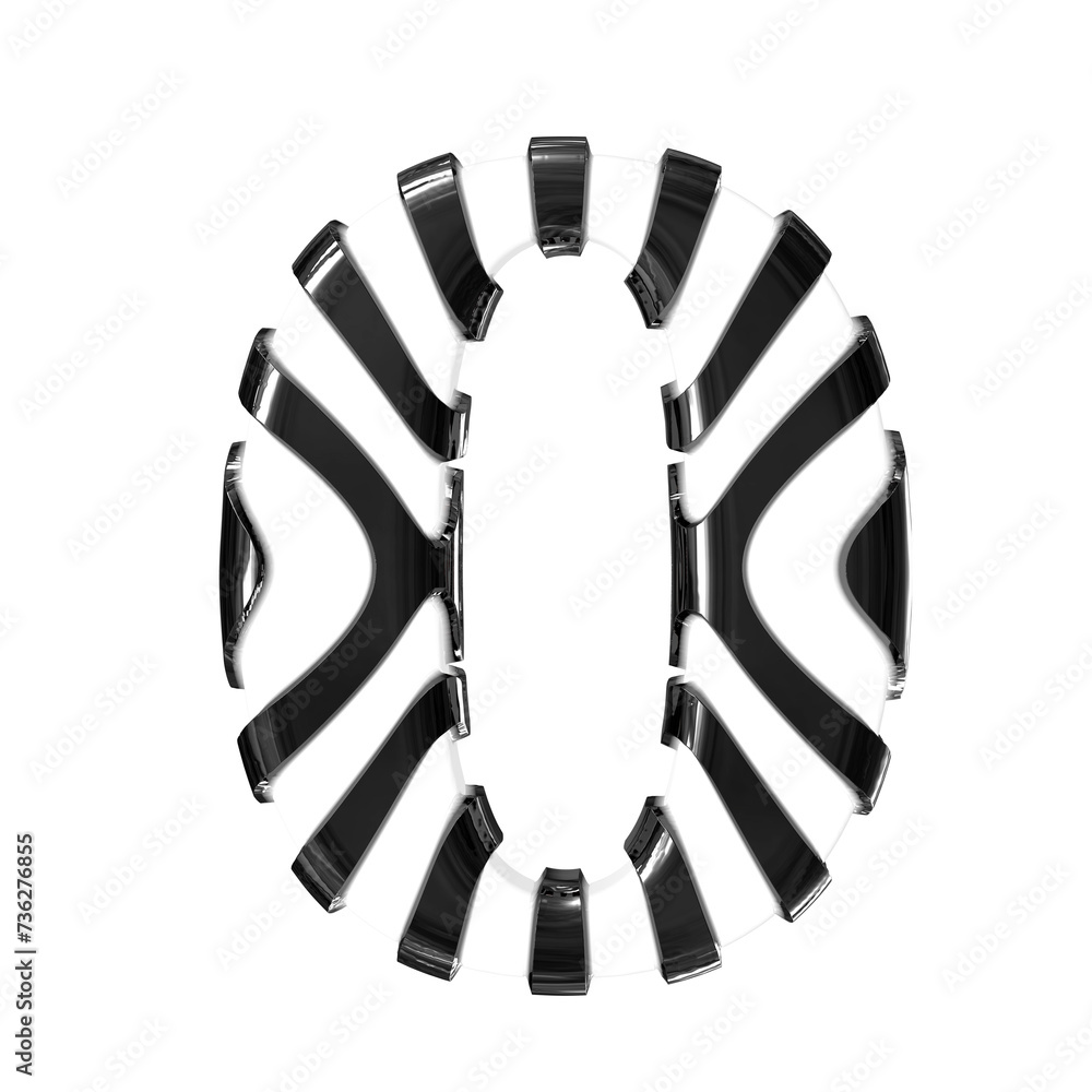 White symbol with black thin straps. number 0 White symbol with black thin straps. number 0