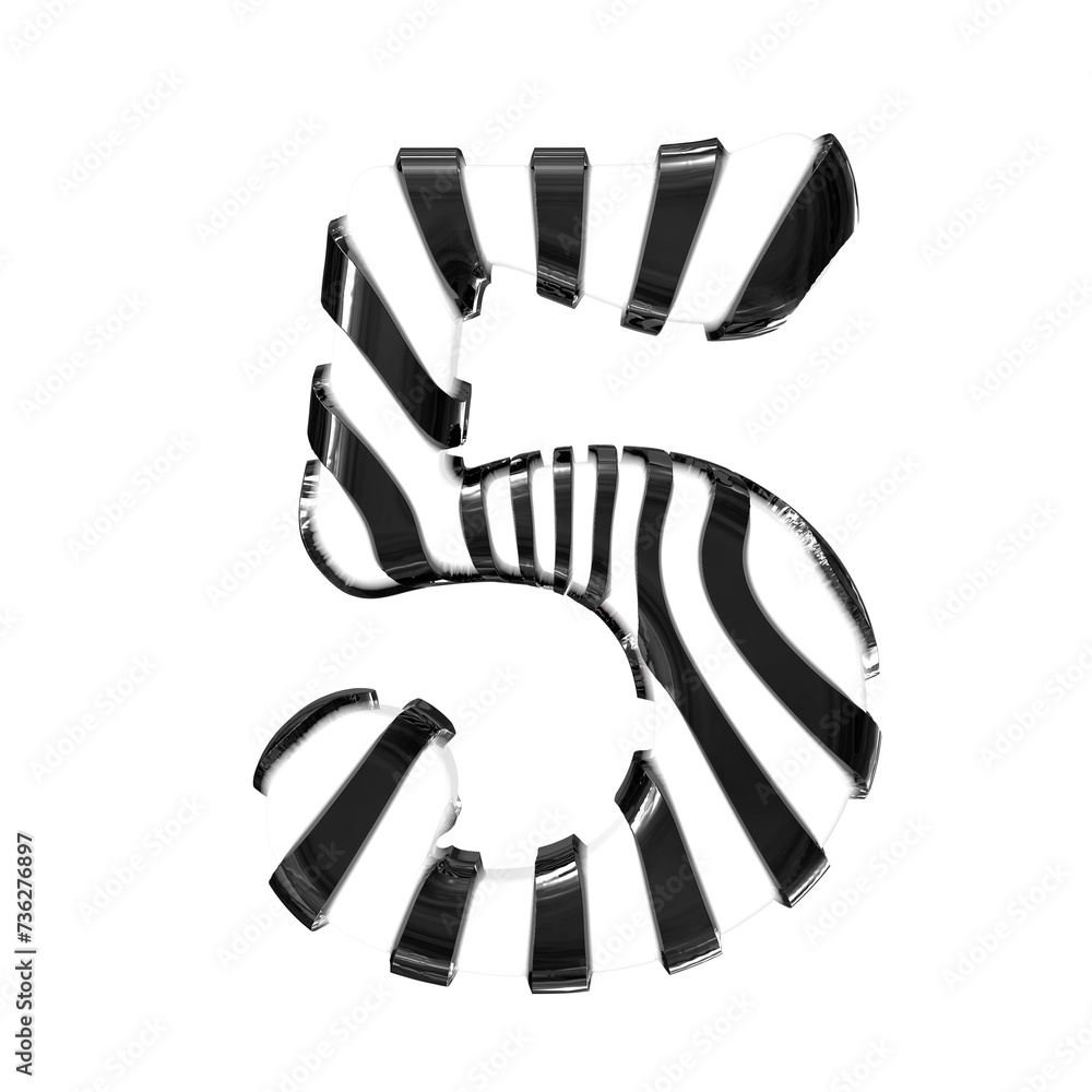 White symbol with black thin straps. number 5 White symbol with black thin straps. number 5