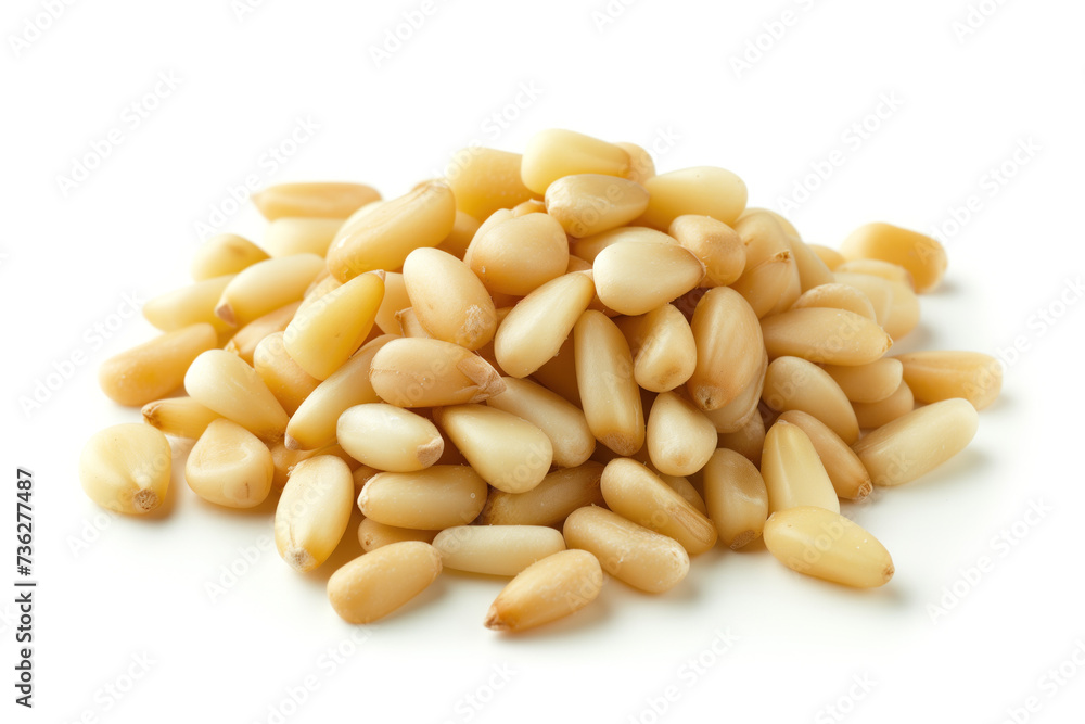 Pine nuts on a white background Pine nuts on a white background